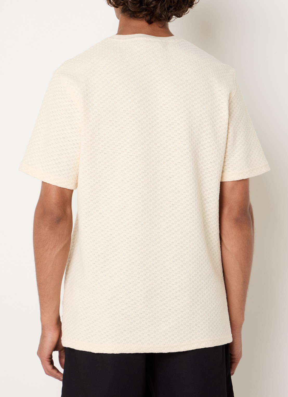 Les Deux Fijngebreide T-shirt met structuur - achterkant 3 beige