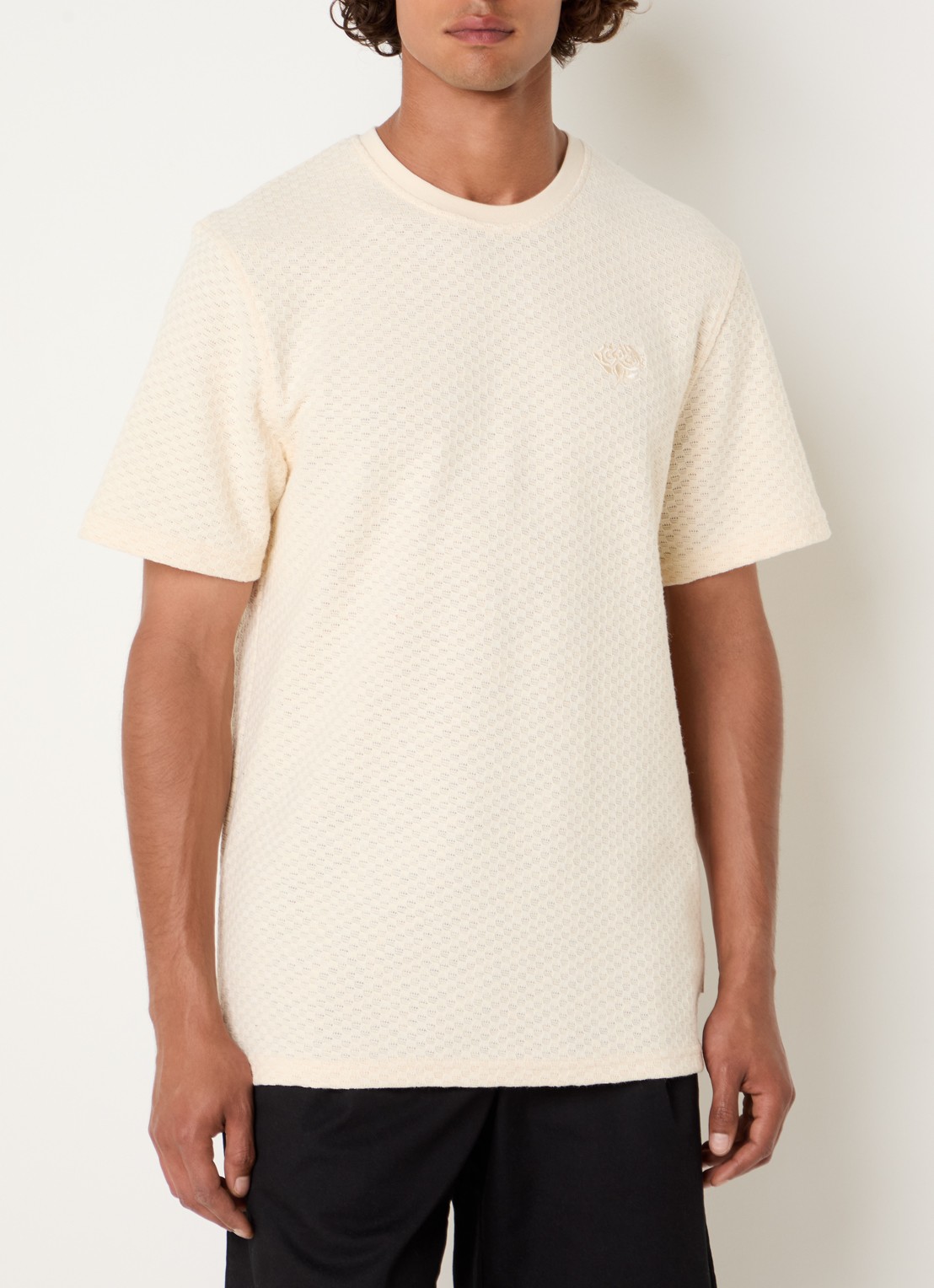 Les Deux Fijngebreide T-shirt met structuur - detail 4 beige