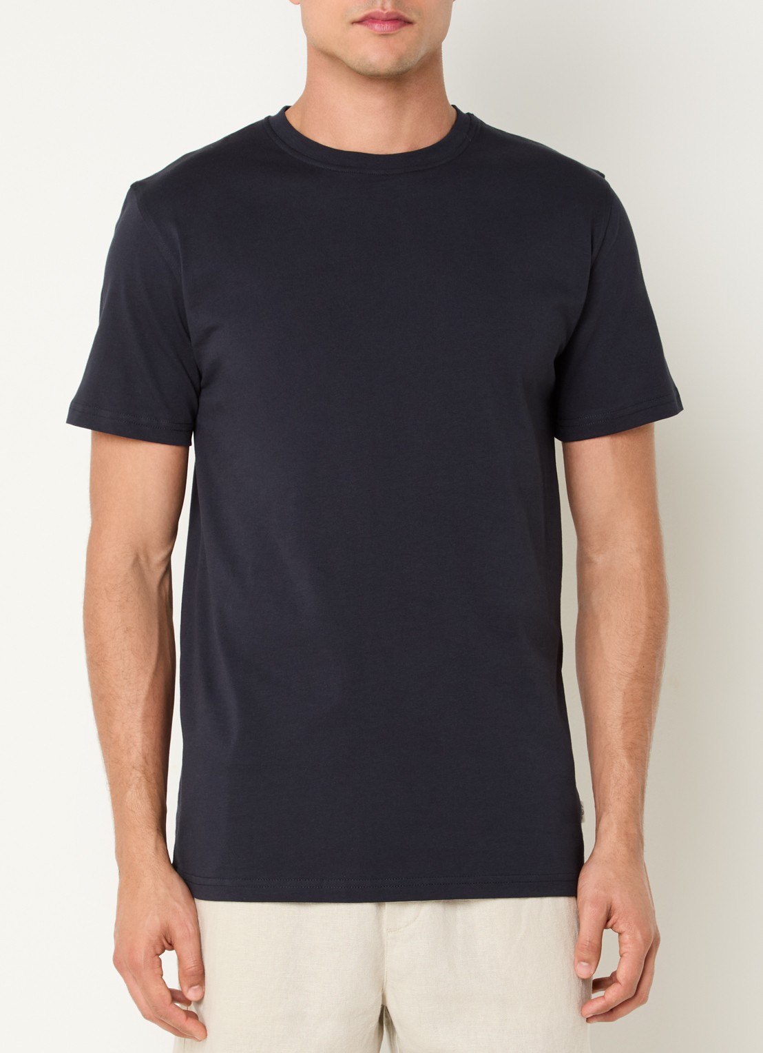 Les Deux Flower T-shirt met logo- en backprint - achterkant 4 donkerblauw