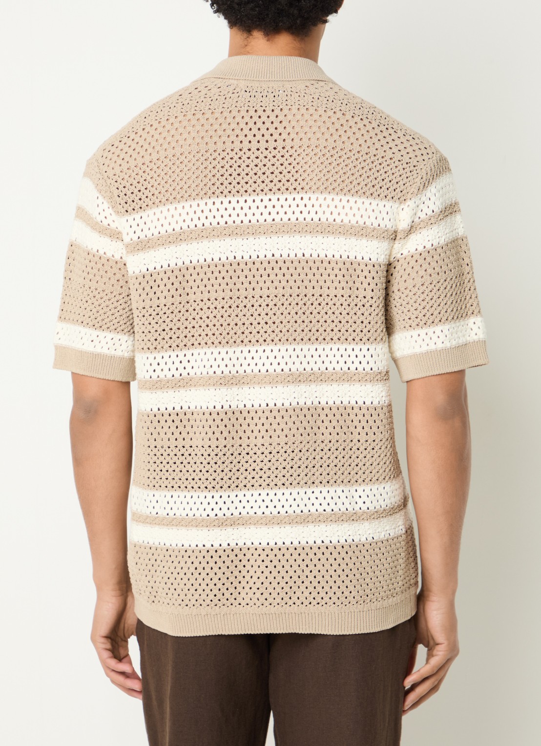 Les Deux Gianni regular fit overhemd met opengewerkt dessin - achterkant 2 beige