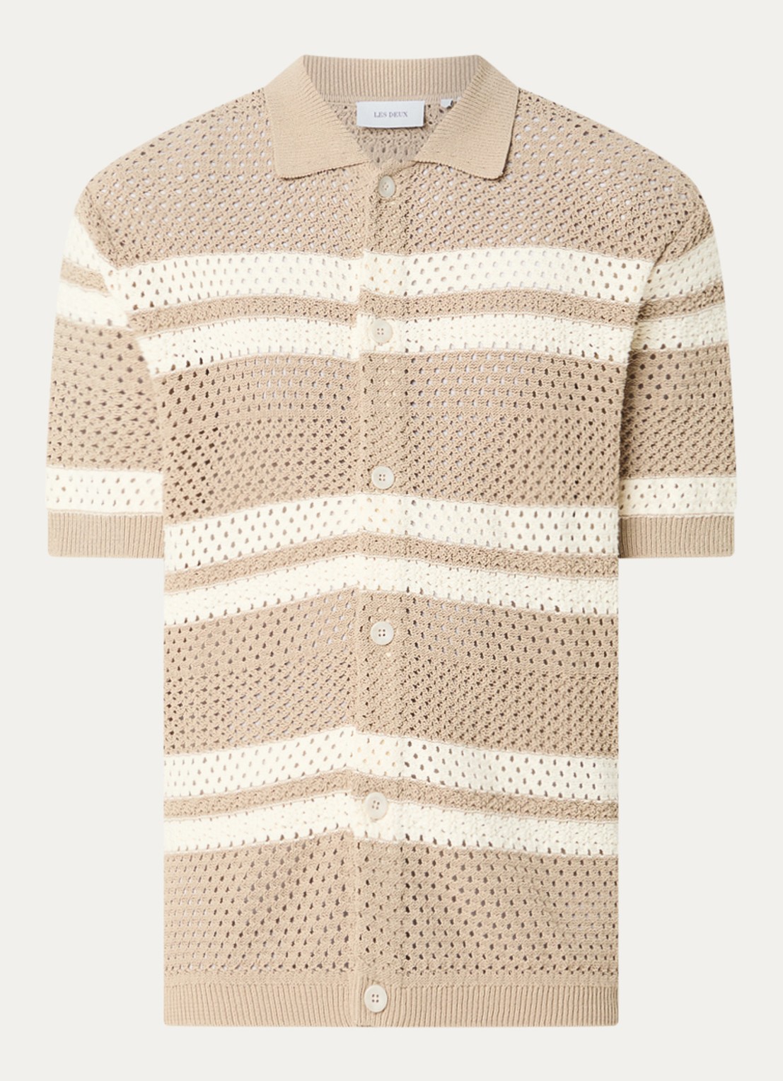 Les Deux Gianni regular fit overhemd met opengewerkt dessin - voorkant 3 beige