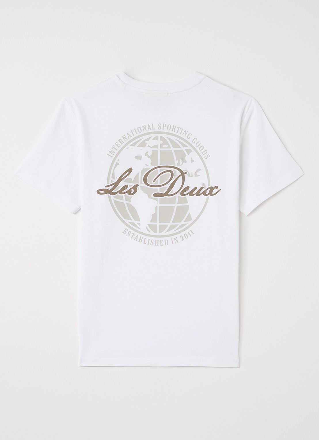Les Deux Globe T-shirt met logo- en backprint - voorkant 2 wit