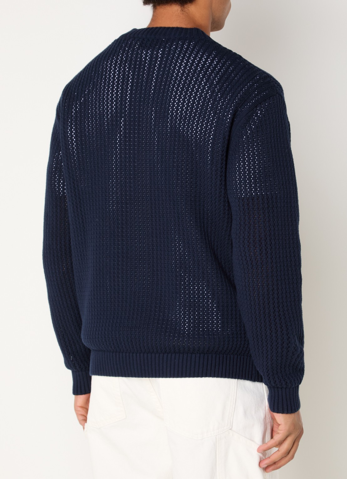 Les Deux Grofgebreid vest met borduring - achterkant donkerblauw