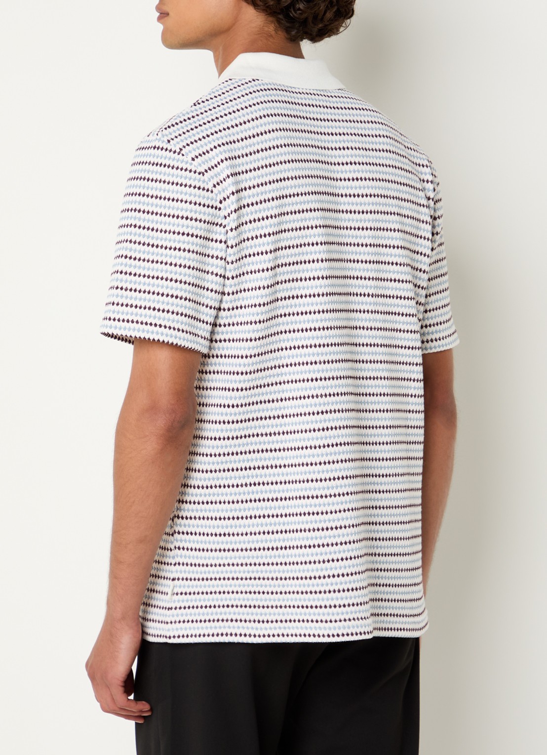 Les Deux Grofgebreide regular fit polo met ingebreid patroon - achterkant 4 wit