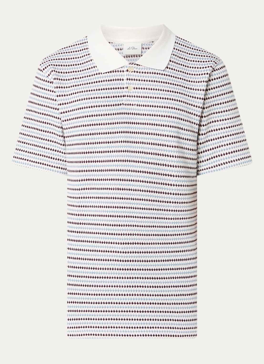 Les Deux Grofgebreide regular fit polo met ingebreid patroon - voorkant 2 wit