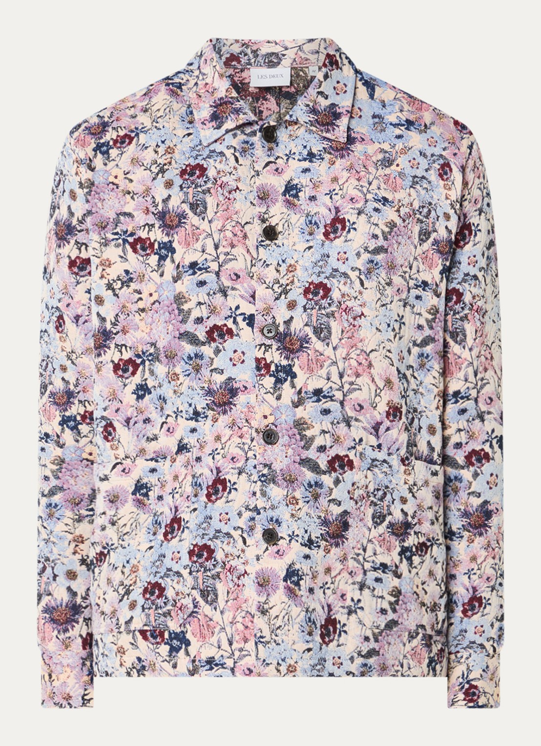 Les Deux High regular fit overhemd met jacquard dessin - voorkant 2 gebroken wit