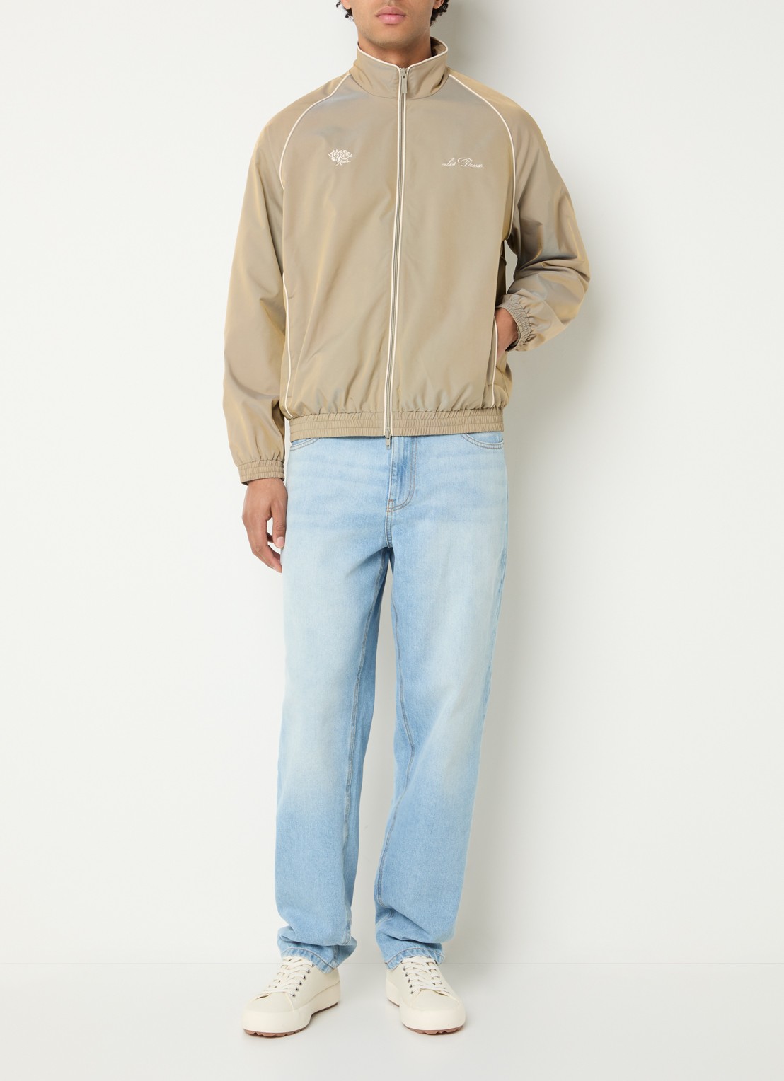 Les Deux Jack met logoborduring en steekzakken - voorkant 2 beige