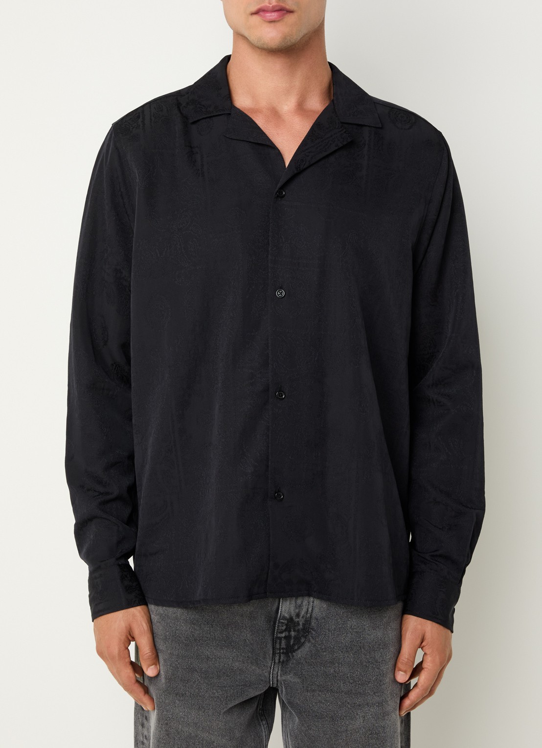 Les Deux Jasper regular fit overhemd met jacquard dessin - detail 4 zwart
