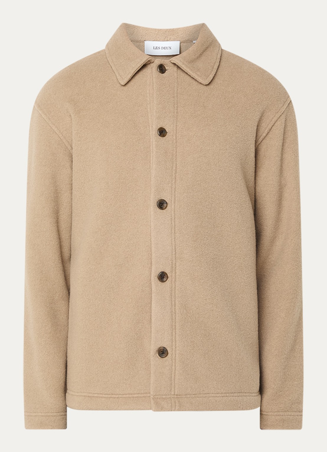 Les Deux Jermaine regular fit overshirt in wolblend - voorkant 2 donkerbeige