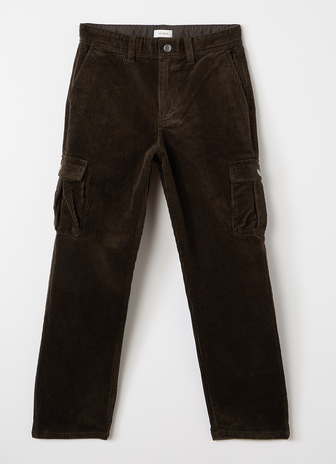 Les Deux Kai straight fit broek van corduroy - voorkant donkerbruin