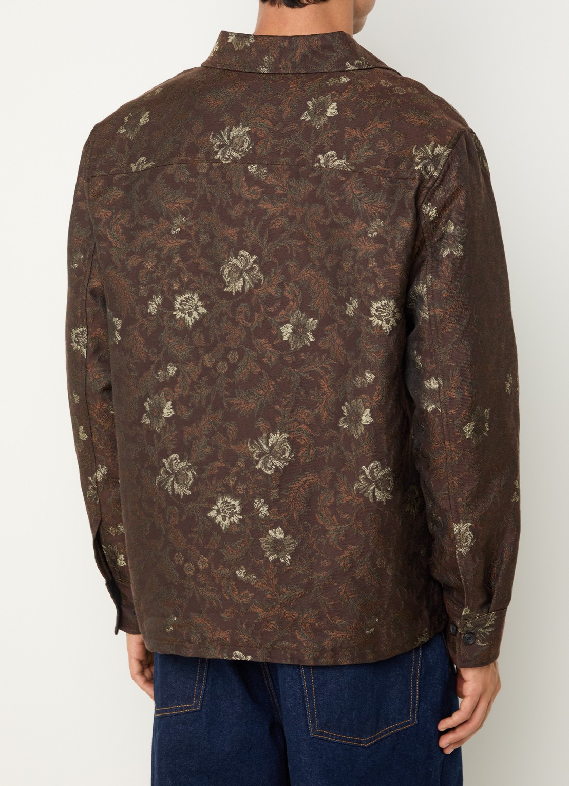 Les Deux Kaleb regular fit overshirt met jacquard dessin - achterkant 3 donkerbruin