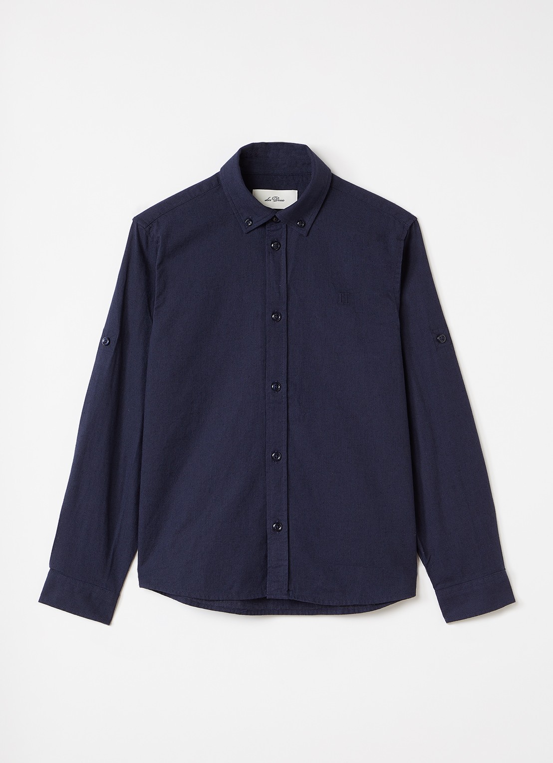 Les Deux Konrad overhemd in linnenblend - voorkant donkerblauw