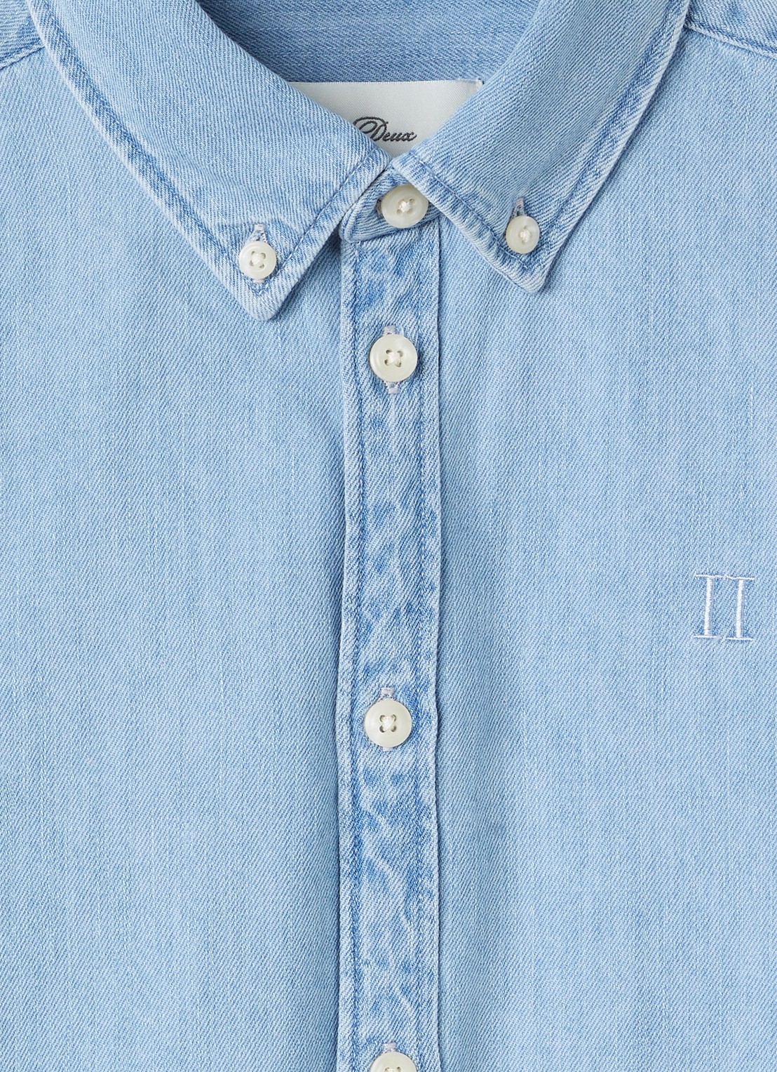 Les Deux Konrad overhemd van denim - detail blauw