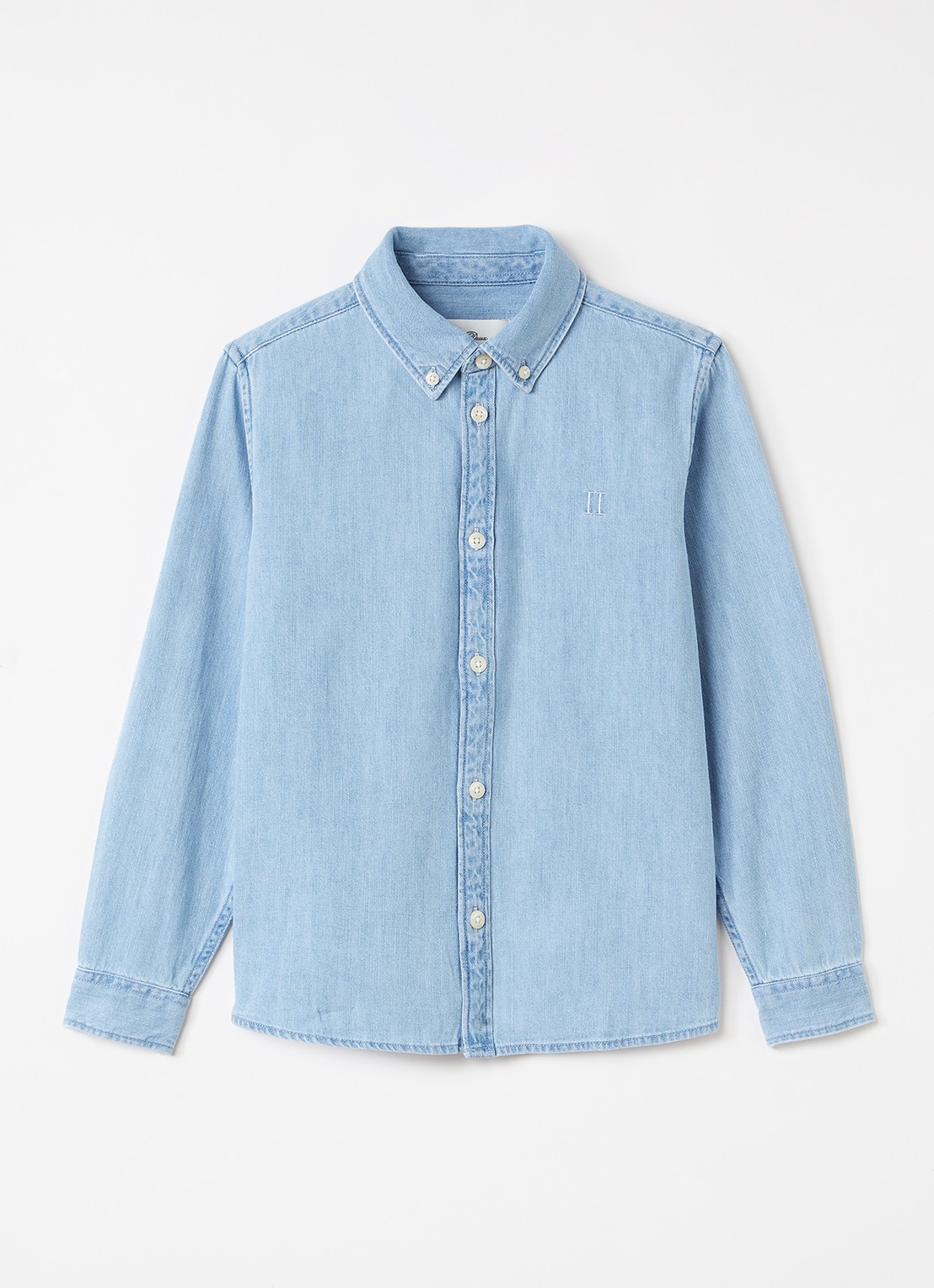 Les Deux Konrad overhemd van denim - voorkant 2 blauw