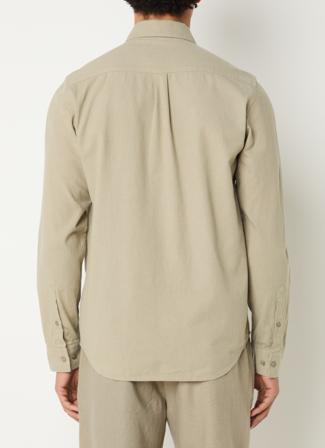 Les Deux Konrad regular fit overhemd in linnenblend - achterkant khaki