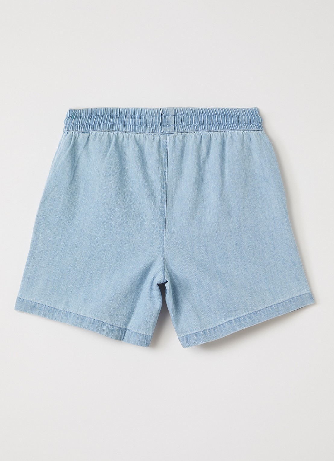Les Deux Lawson straight fit korte broek van chambray - voorkant 3 staalblauw