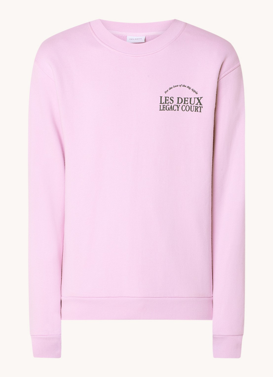 Les Deux Legacy sweater met logo- en backprint - voorkant 2 lichtroze