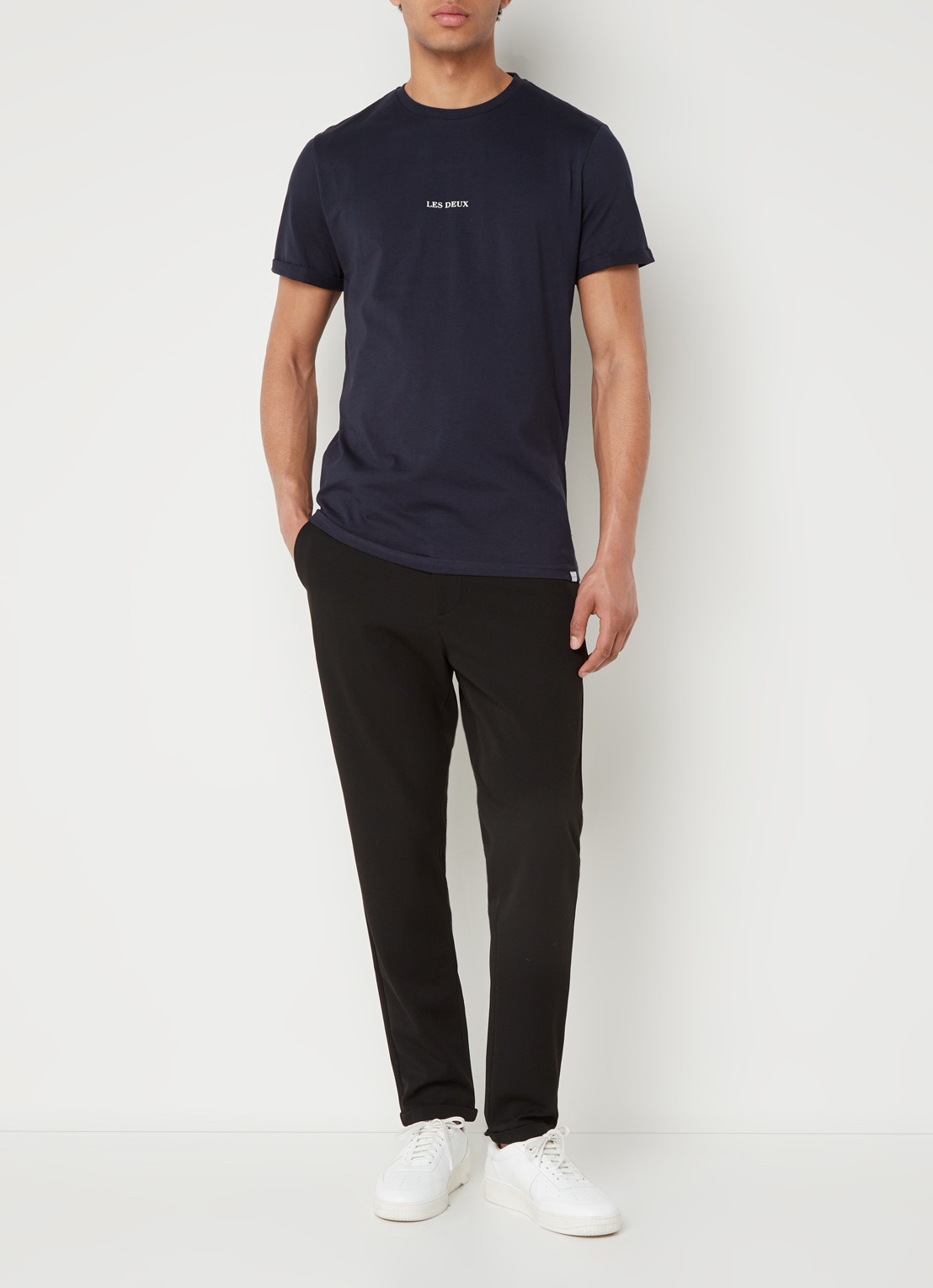 Les Deux Lens T-shirt met logo - voorkant 3 donkerblauw