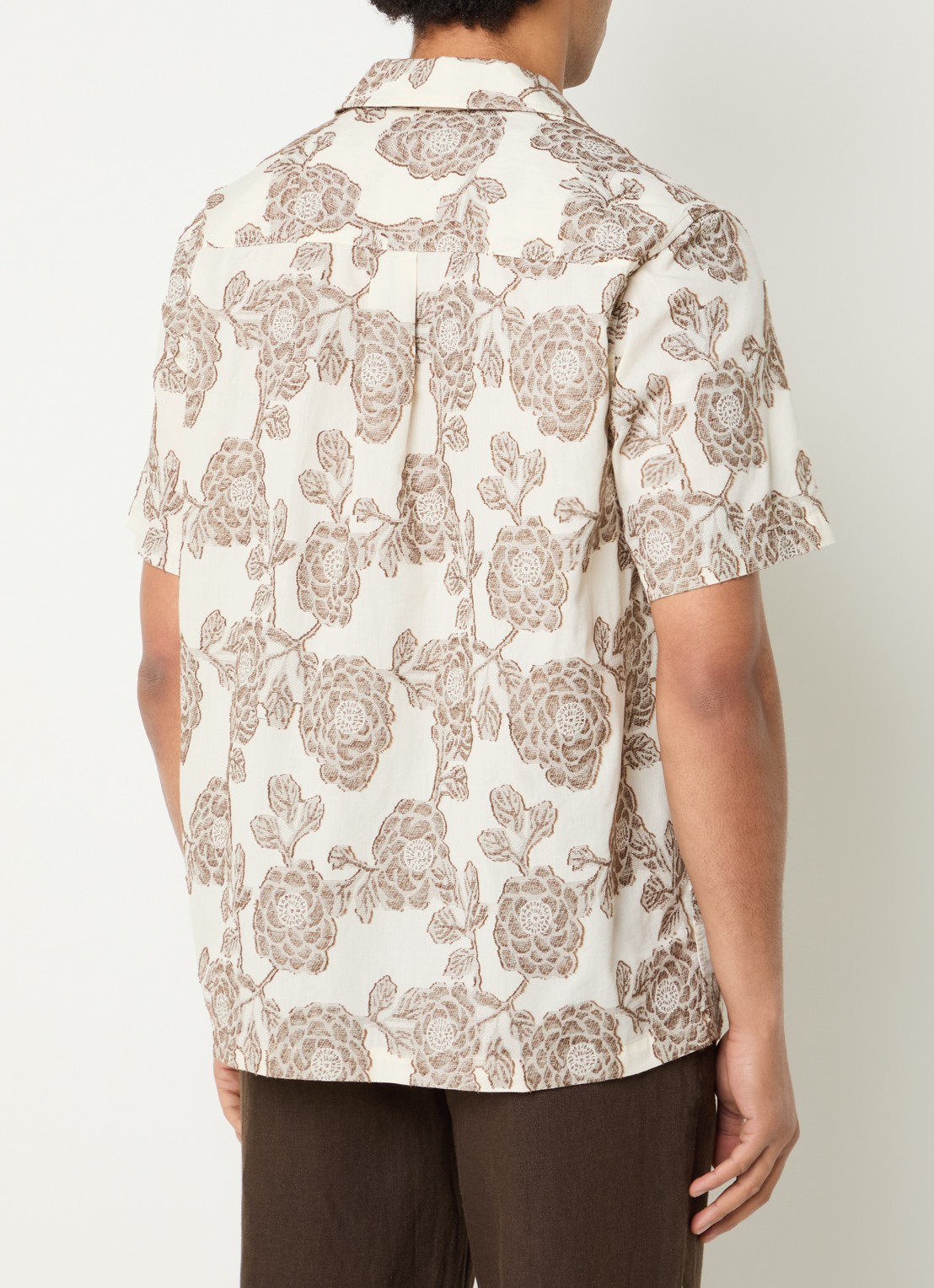 Les Deux Lesley regular fit overhemd met jacquard dessin - achterkant gebroken wit