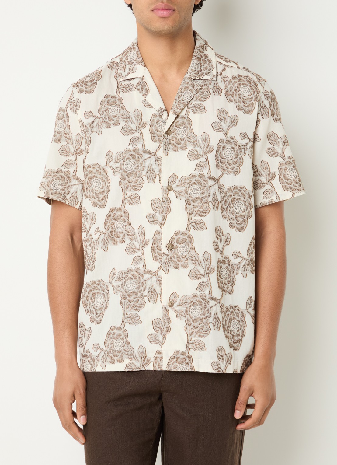 Les Deux Lesley regular fit overhemd met jacquard dessin - detail 4 gebroken wit
