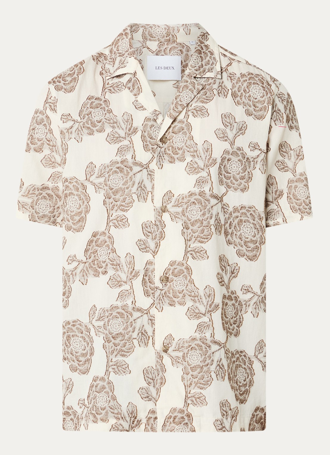 Les Deux Lesley regular fit overhemd met jacquard dessin - voorkant 2 gebroken wit