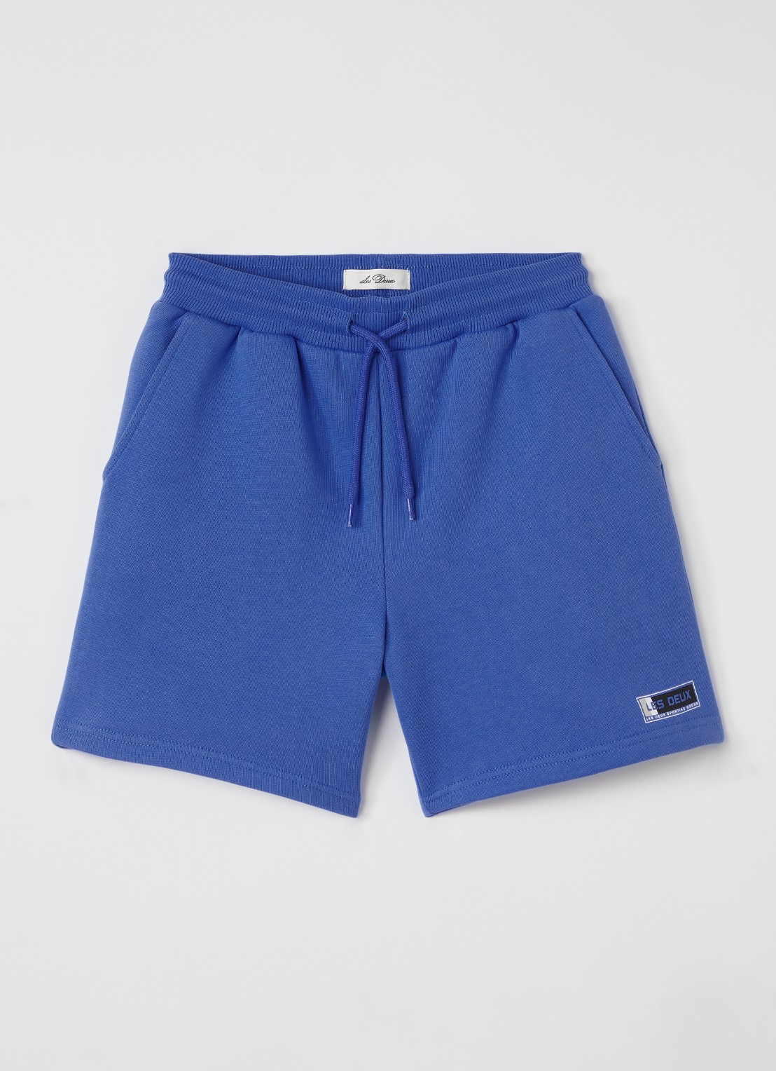 Les Deux Loose fit korte broek met logoborduring - voorkant kobaltblauw