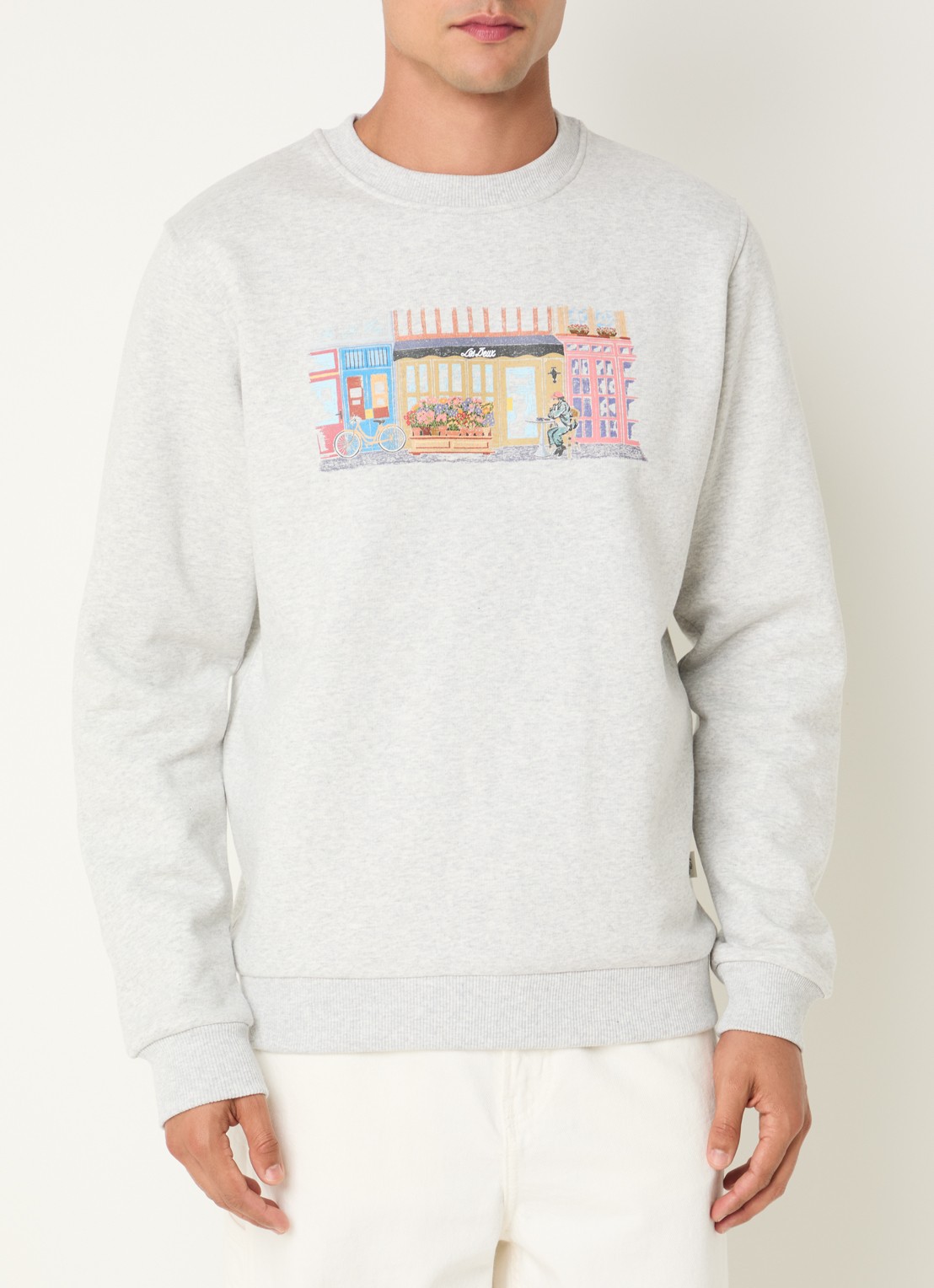 Les Deux Market sweater met print - detail 4 grijsmele