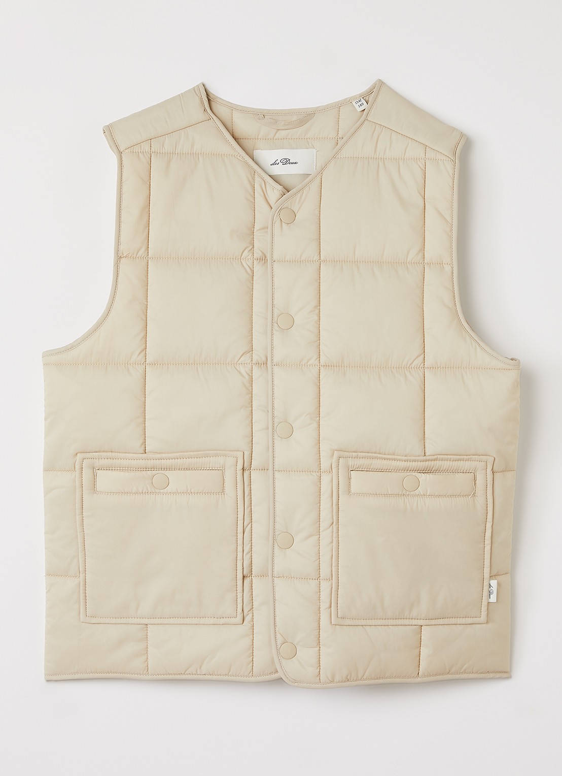 Les Deux Matt bodywarmer met quilt patroon - voorkant 2 beige