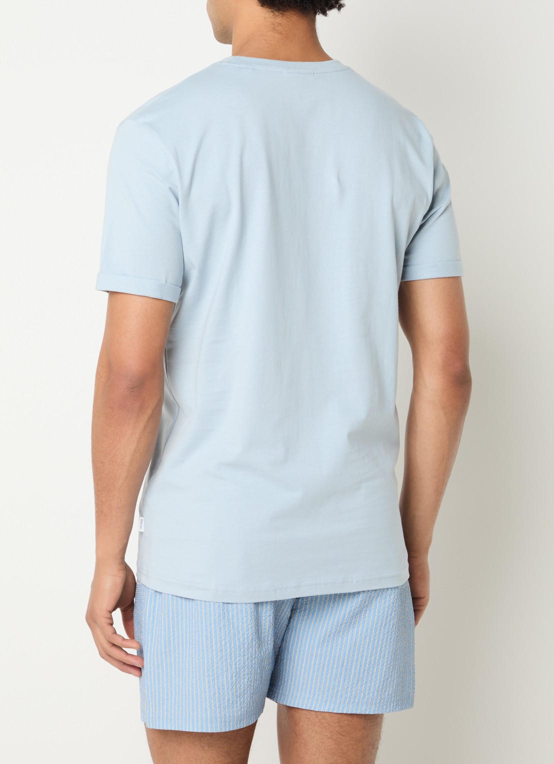 Les Deux Norregaard T-shirt met logoborduring - achterkant lichtblauw