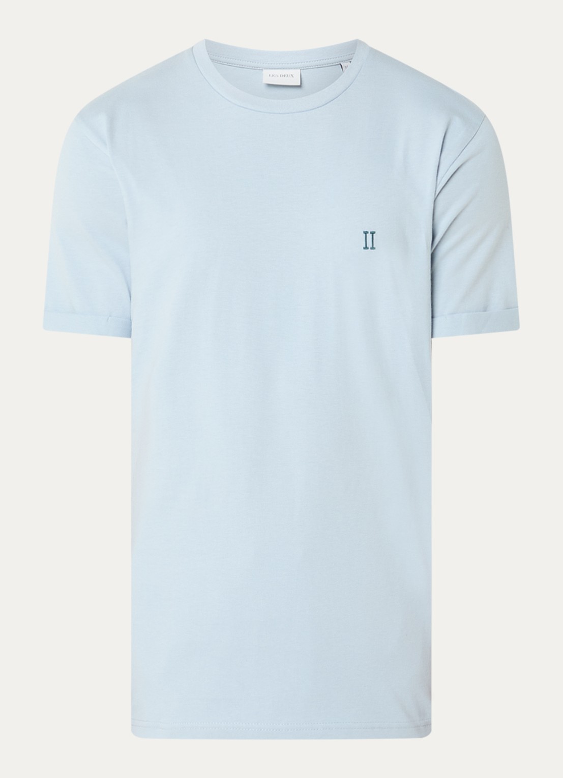 Les Deux Norregaard T-shirt met logoborduring - voorkant 3 lichtblauw