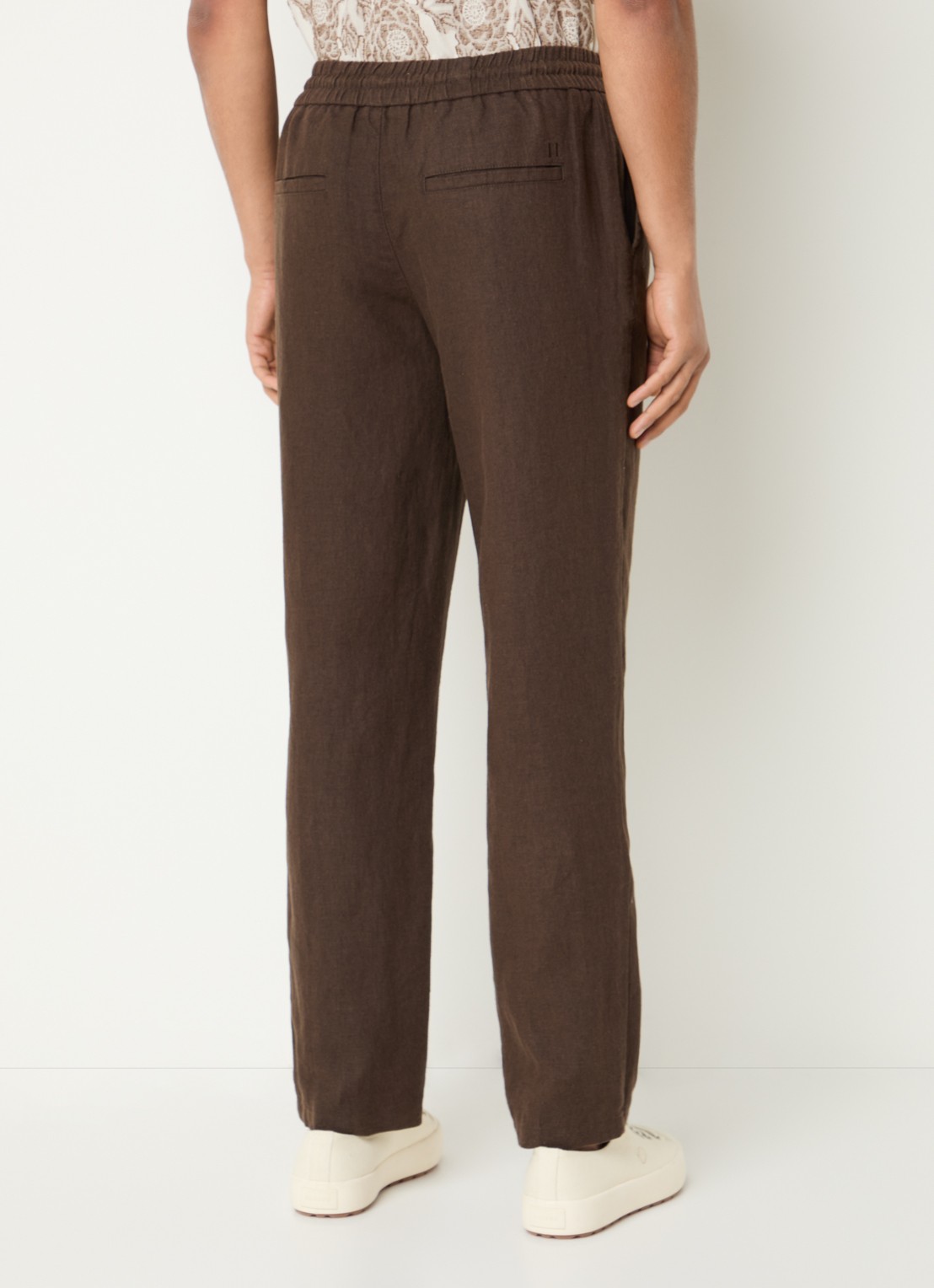 Les Deux Patrick straight fit broek in linnenblend - achterkant 3 donkerbruin