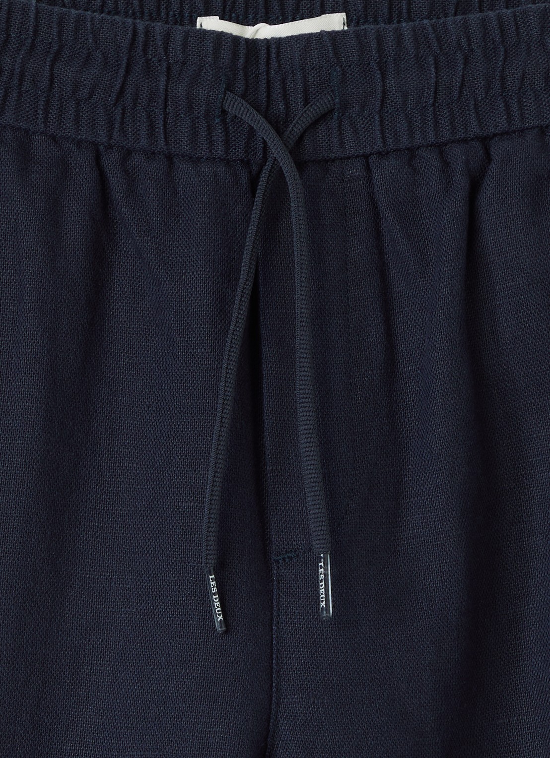 Les Deux Patrick straight fit pantalon in linnenblend - detail donkerblauw