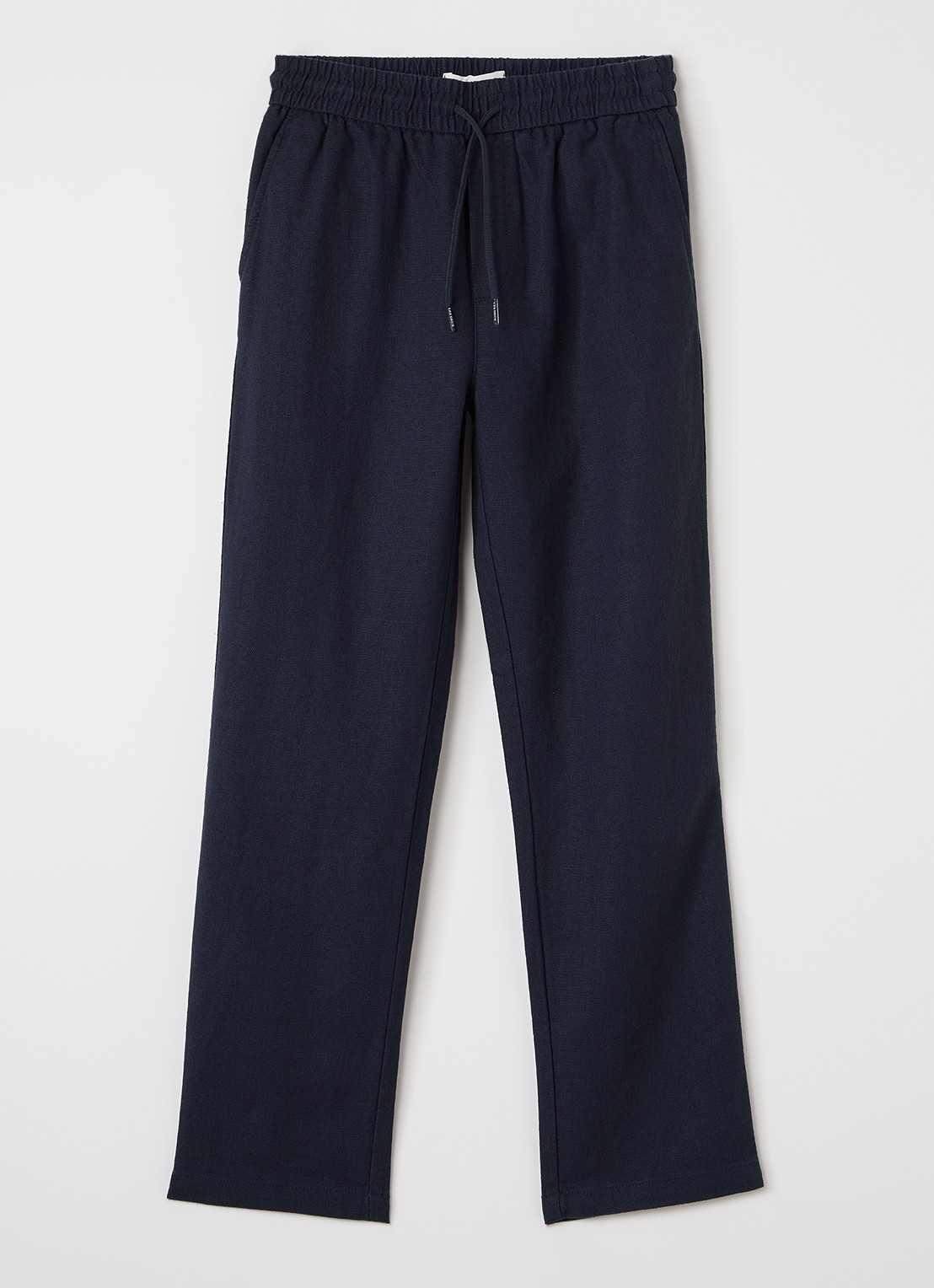 Les Deux Patrick straight fit pantalon in linnenblend - voorkant 2 donkerblauw