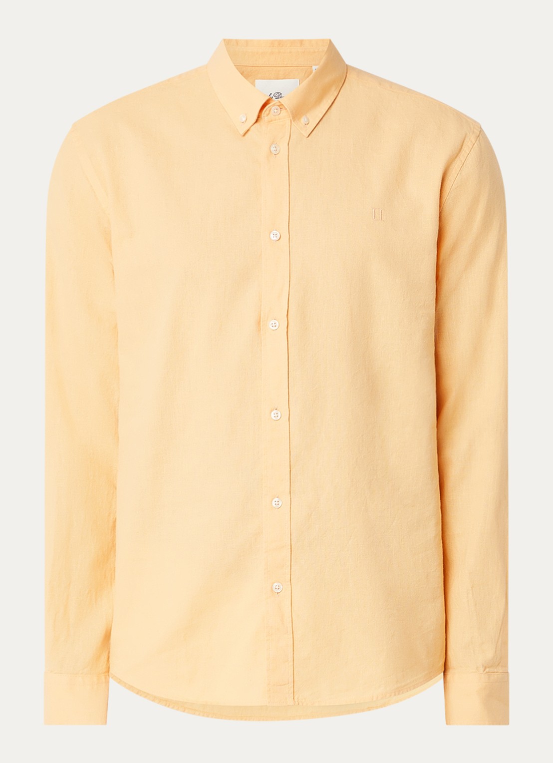 Les Deux Regular fit overhemd in linnenblend - voorkant orange