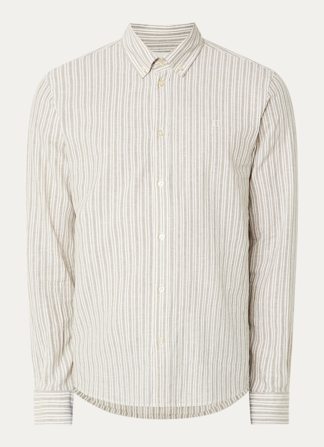 Les Deux Regular fit overhemd in linnenblend - voorkant 2 beige