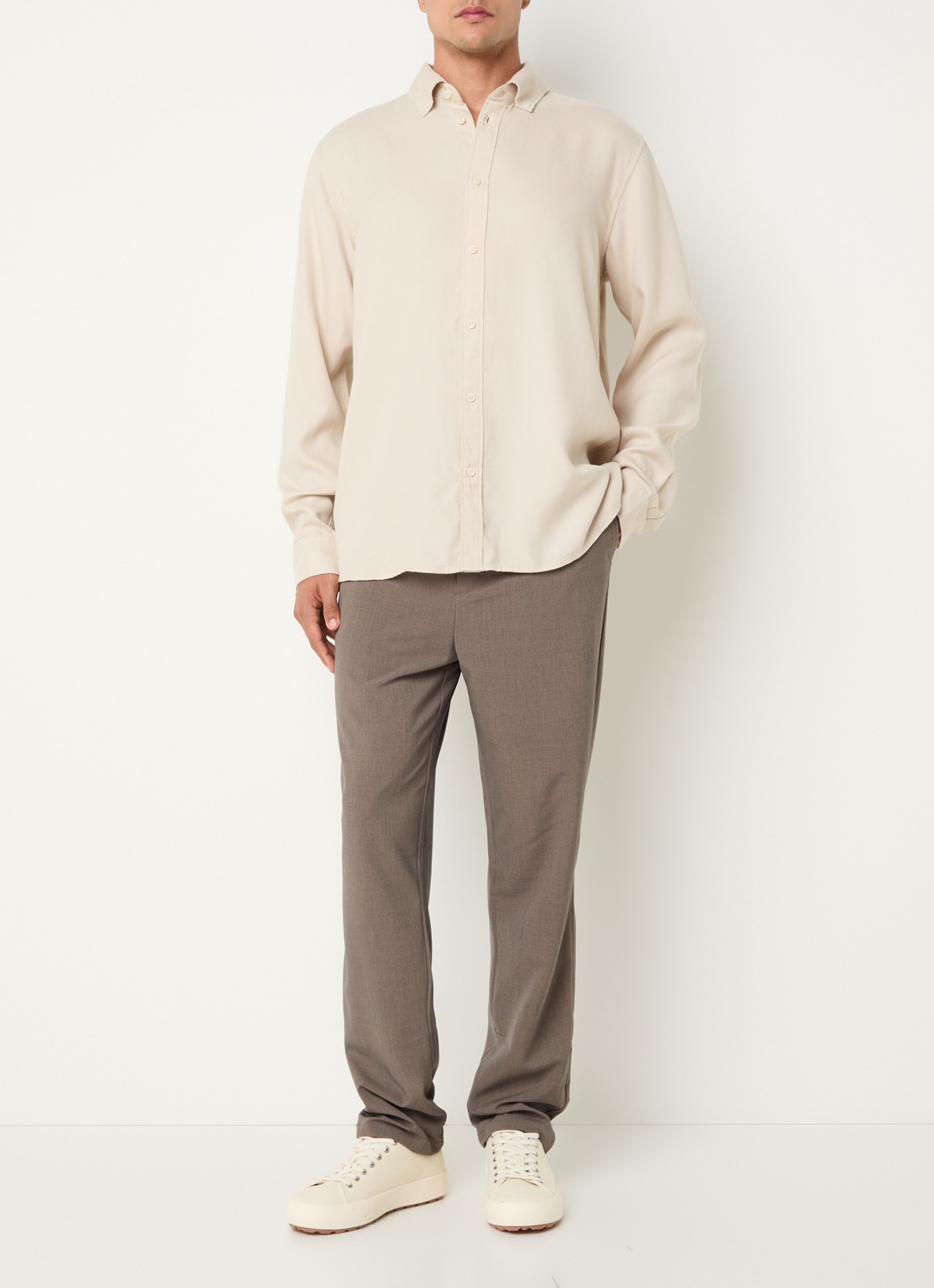 Les Deux Regular fit overhemd met button down-kraag  - voorkant 4 creme