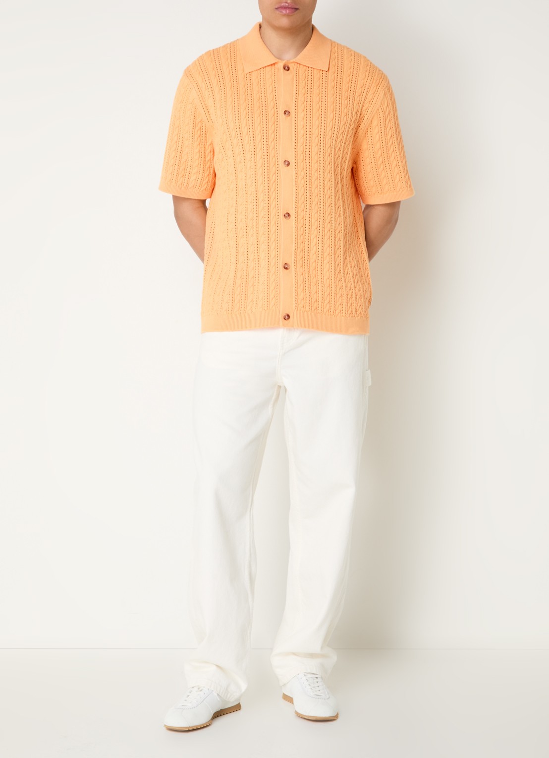 Les Deux Regular fit overhemd met structuur - voorkant 2 orange