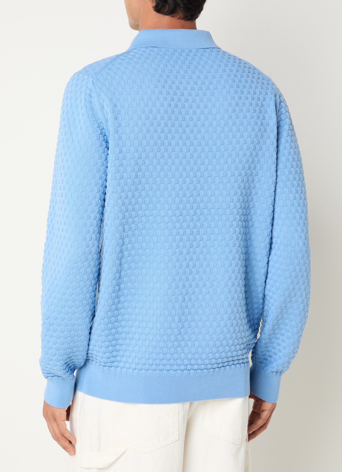 Les Deux Regular fit polo met structuur - achterkant 4 lichtblauw