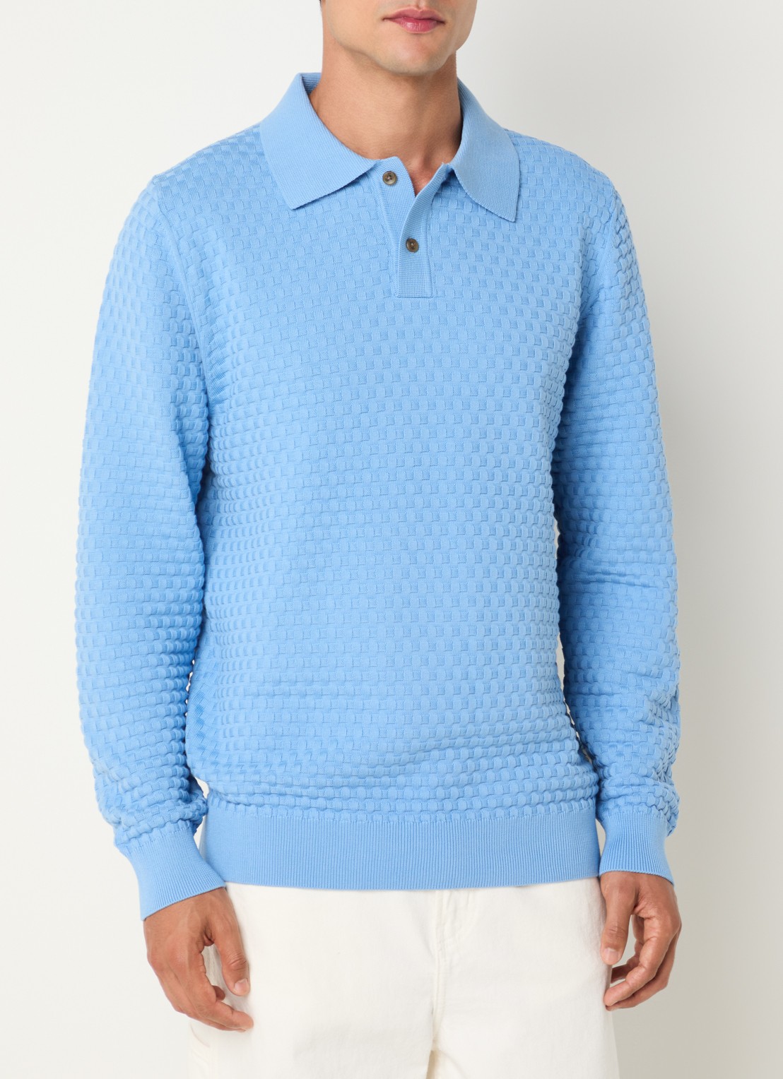 Les Deux Regular fit polo met structuur - detail 3 lichtblauw