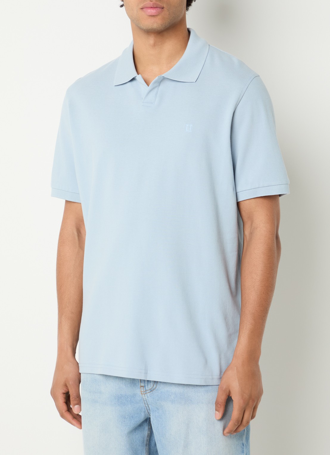 Les Deux Regular fit polo van piqué katoen - detail 4 lichtblauw