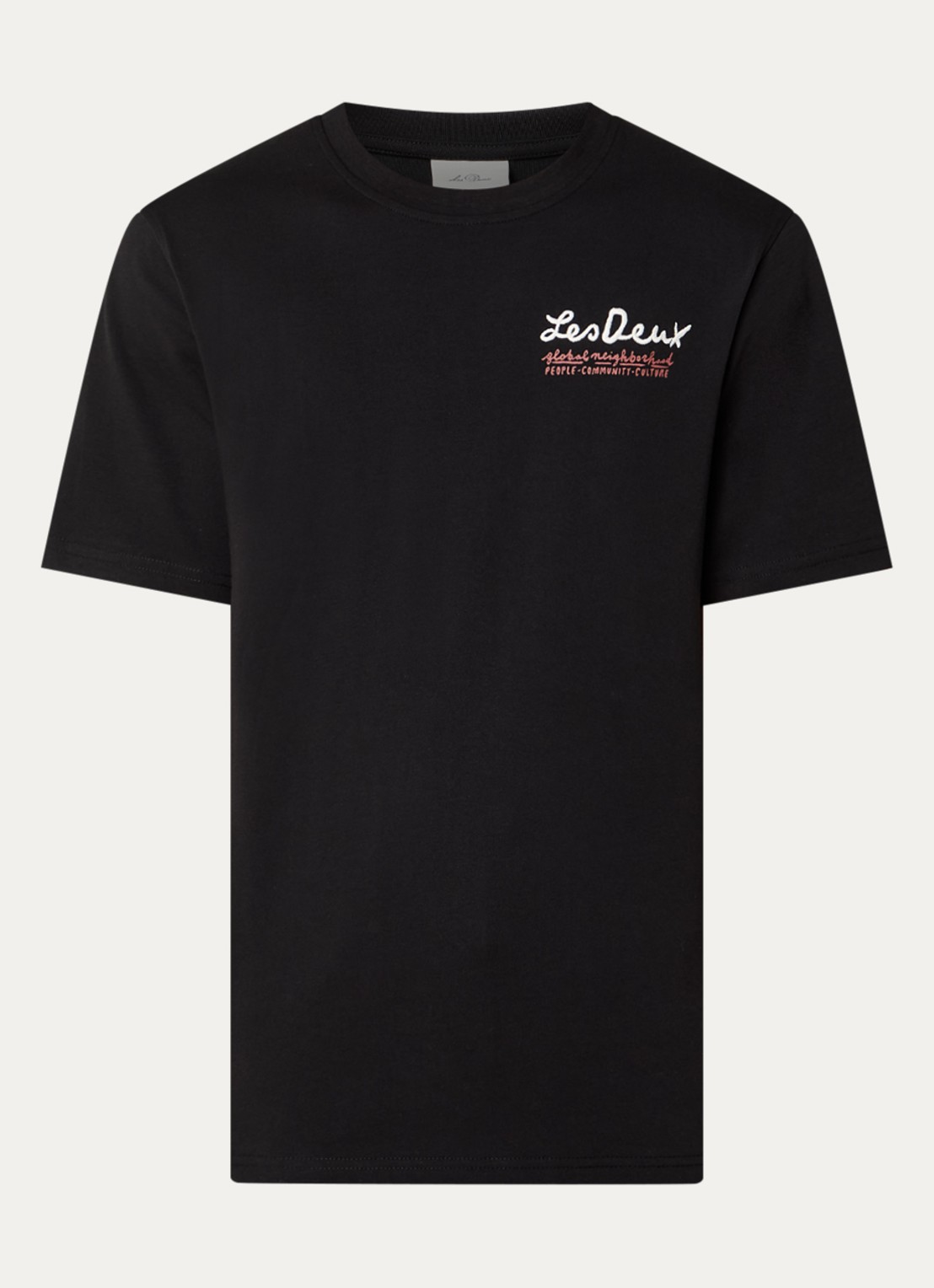 Les Deux Rural T-shirt met logoborduring en backprint - voorkant 2 zwart
