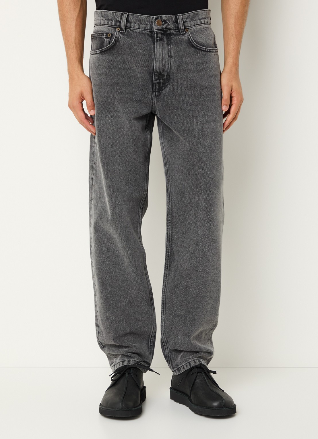 Les Deux Ryder straight fit jeans met gekleurde wassing - detail middengrijs