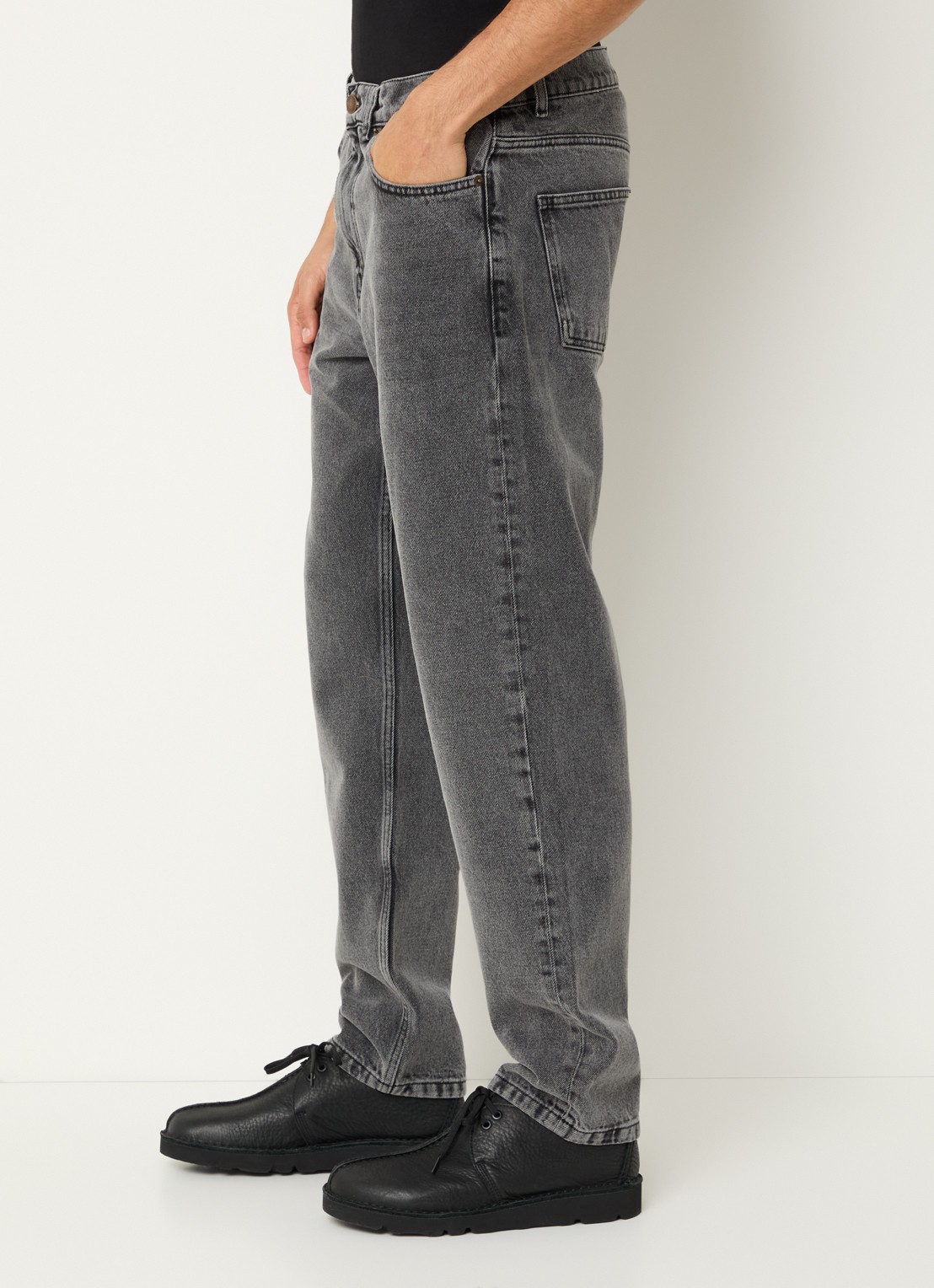 Les Deux Ryder straight fit jeans met gekleurde wassing - detail 2 middengrijs