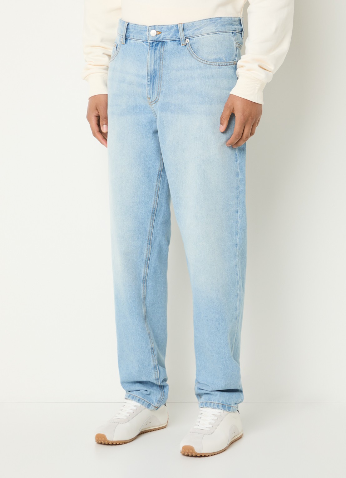 Les Deux Ryder straight fit jeans met lichte wassing - detail 2 indigo