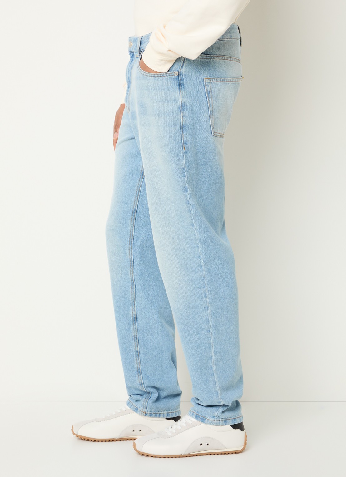 Les Deux Ryder straight fit jeans met lichte wassing - detail 3 indigo