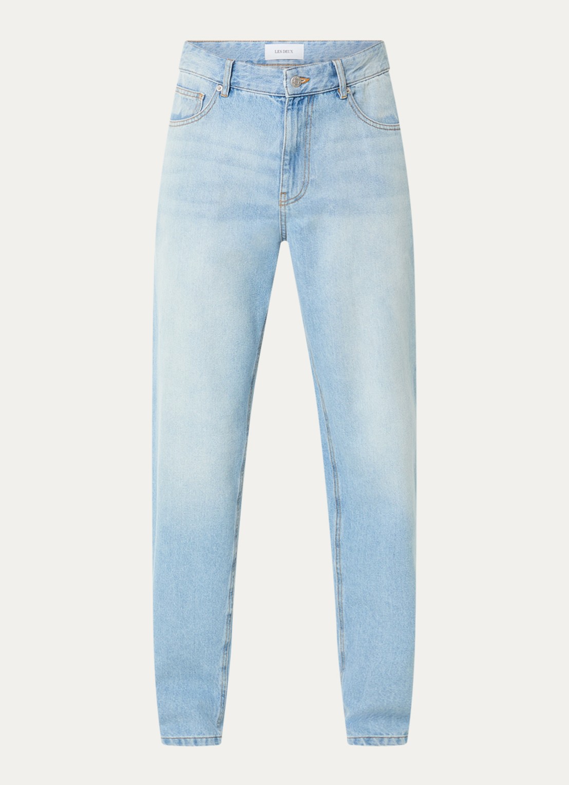 Les Deux Ryder straight fit jeans met lichte wassing - voorkant 4 indigo