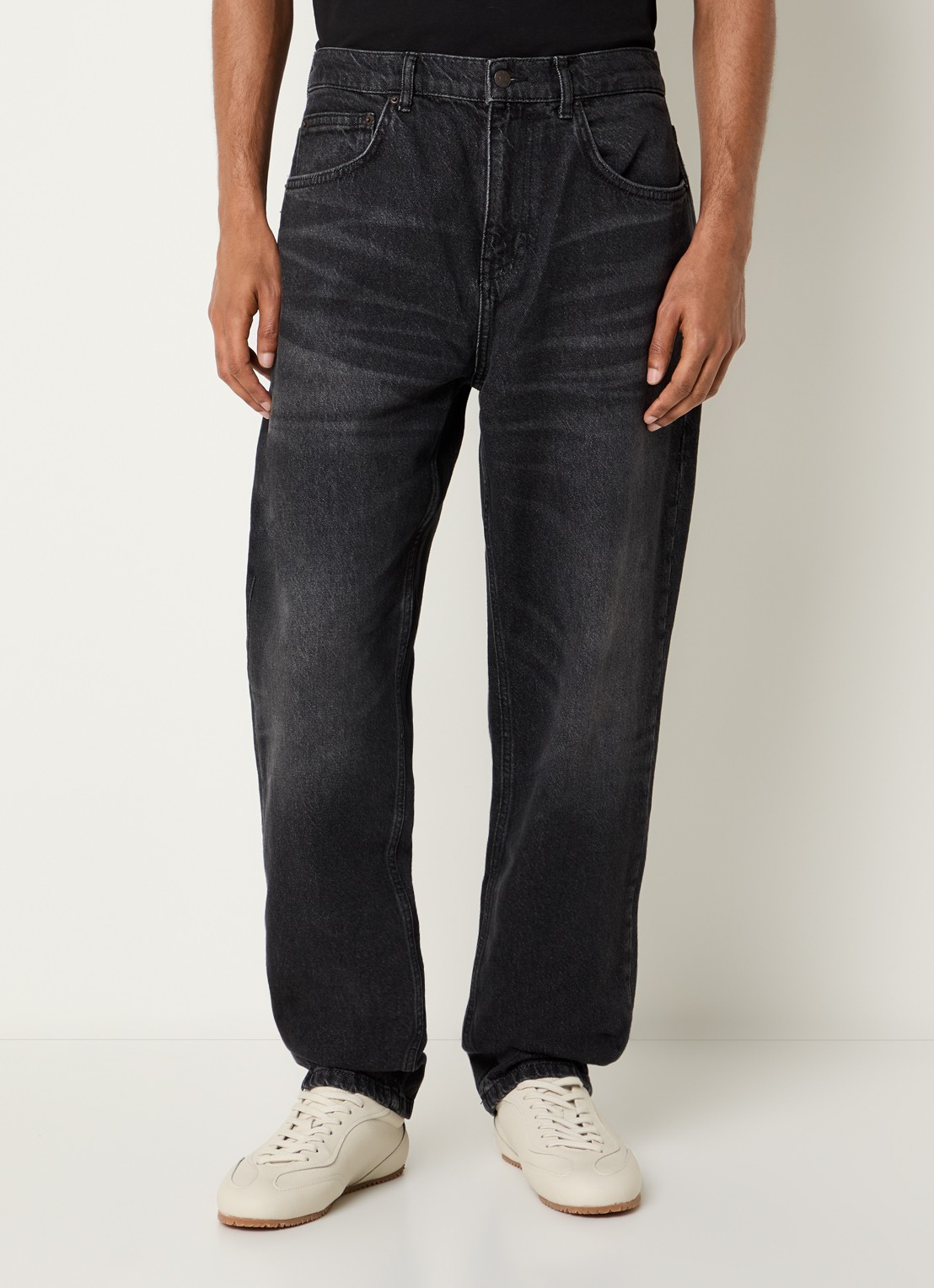 Les Deux Ryder straight leg jeans met gekleurde wassing - detail zwart