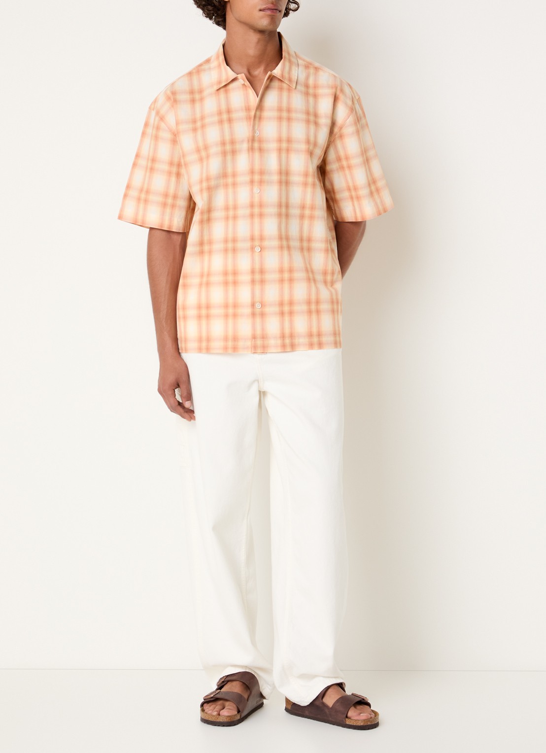 Les Deux Shadowcheck regular fit overhemd met ruitdessin - voorkant 3 orange