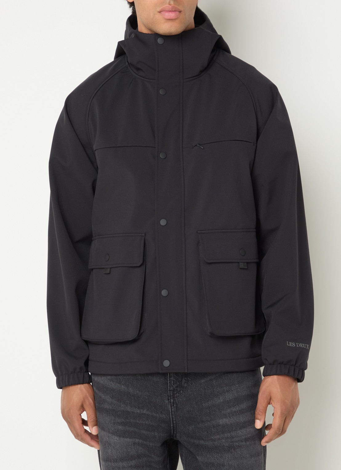 Les Deux Softshell jack met capuchon - detail zwart