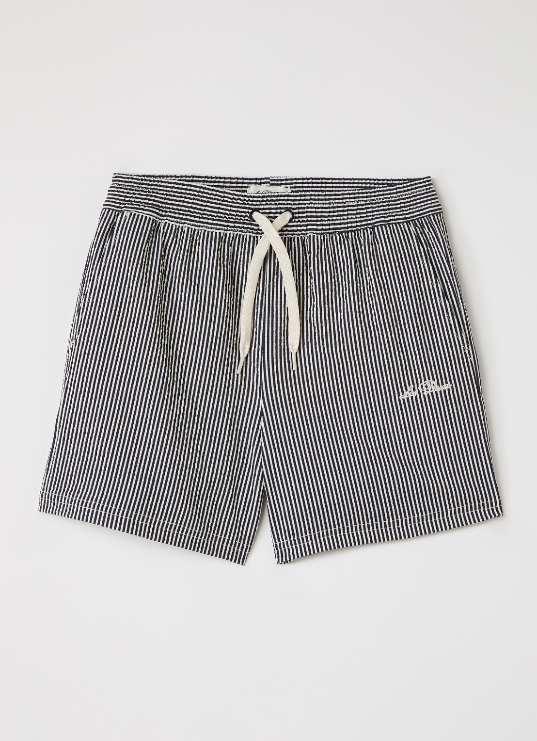 Les Deux Stan zwemshorts met streepprint - voorkant zwart